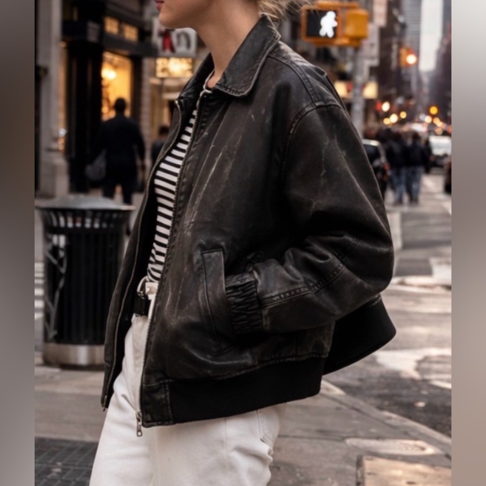Ralph Lauren Vintage Black Leather WMN S Moto Jacket Quality Classic 90s y2k